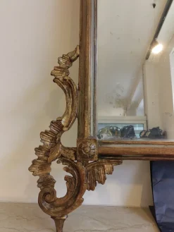 Clearance Pamono Large Baroque Mirror for Fireplace with Wooden Frame