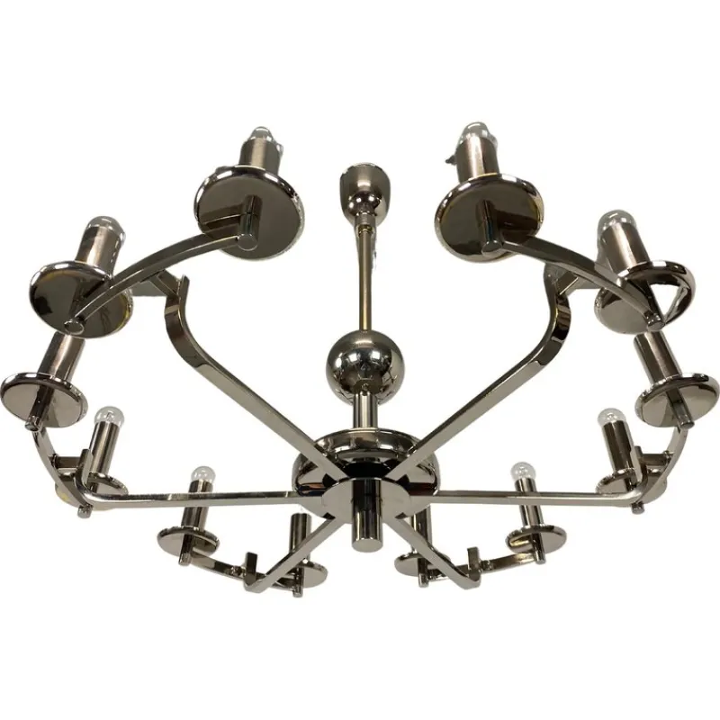 New Pamono Large Bauhaus Chandelier and Wall Lamps, 1940s, Set of 3