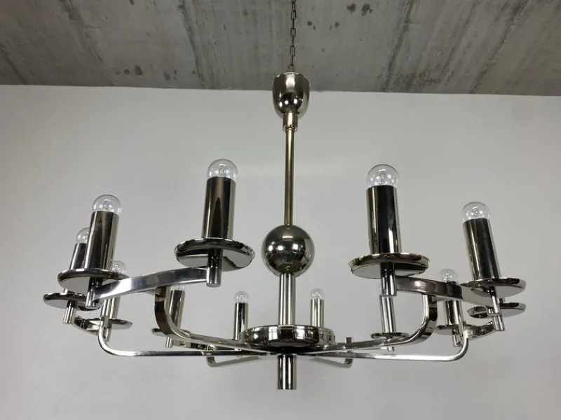 New Pamono Large Bauhaus Chandelier and Wall Lamps, 1940s, Set of 3