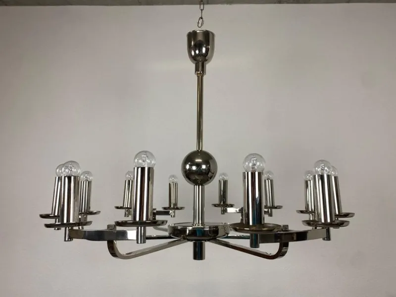 New Pamono Large Bauhaus Chandelier and Wall Lamps, 1940s, Set of 3