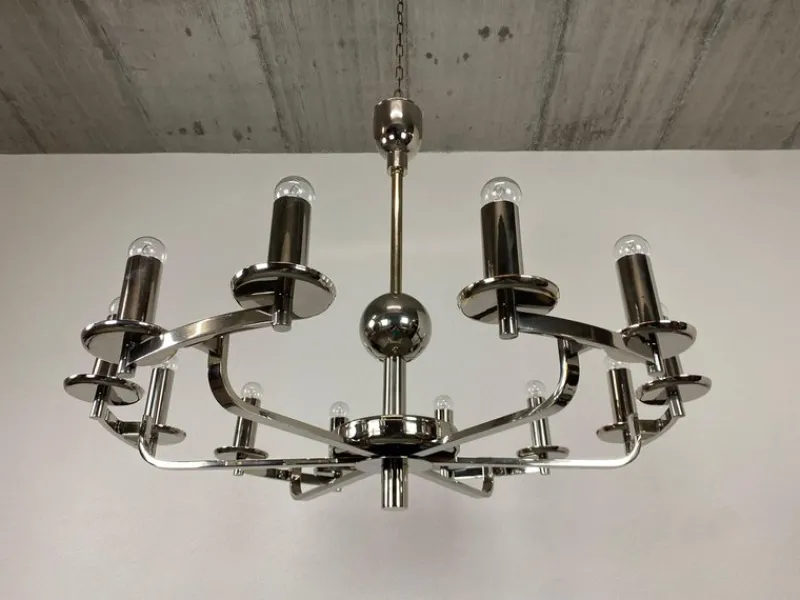 New Pamono Large Bauhaus Chandelier and Wall Lamps, 1940s, Set of 3