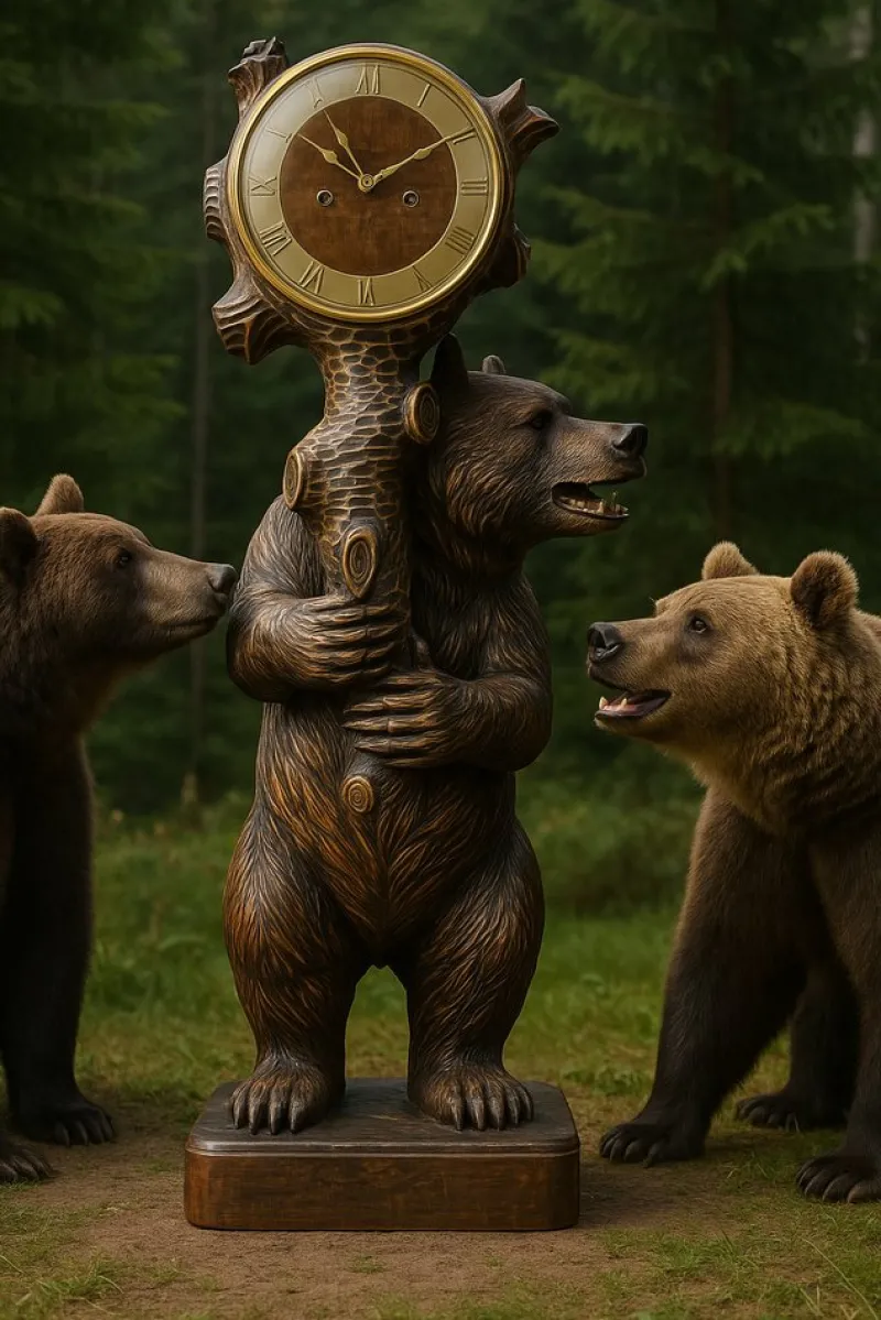 Pamono Large Black Forest Bear Clock, 1955> Clocks