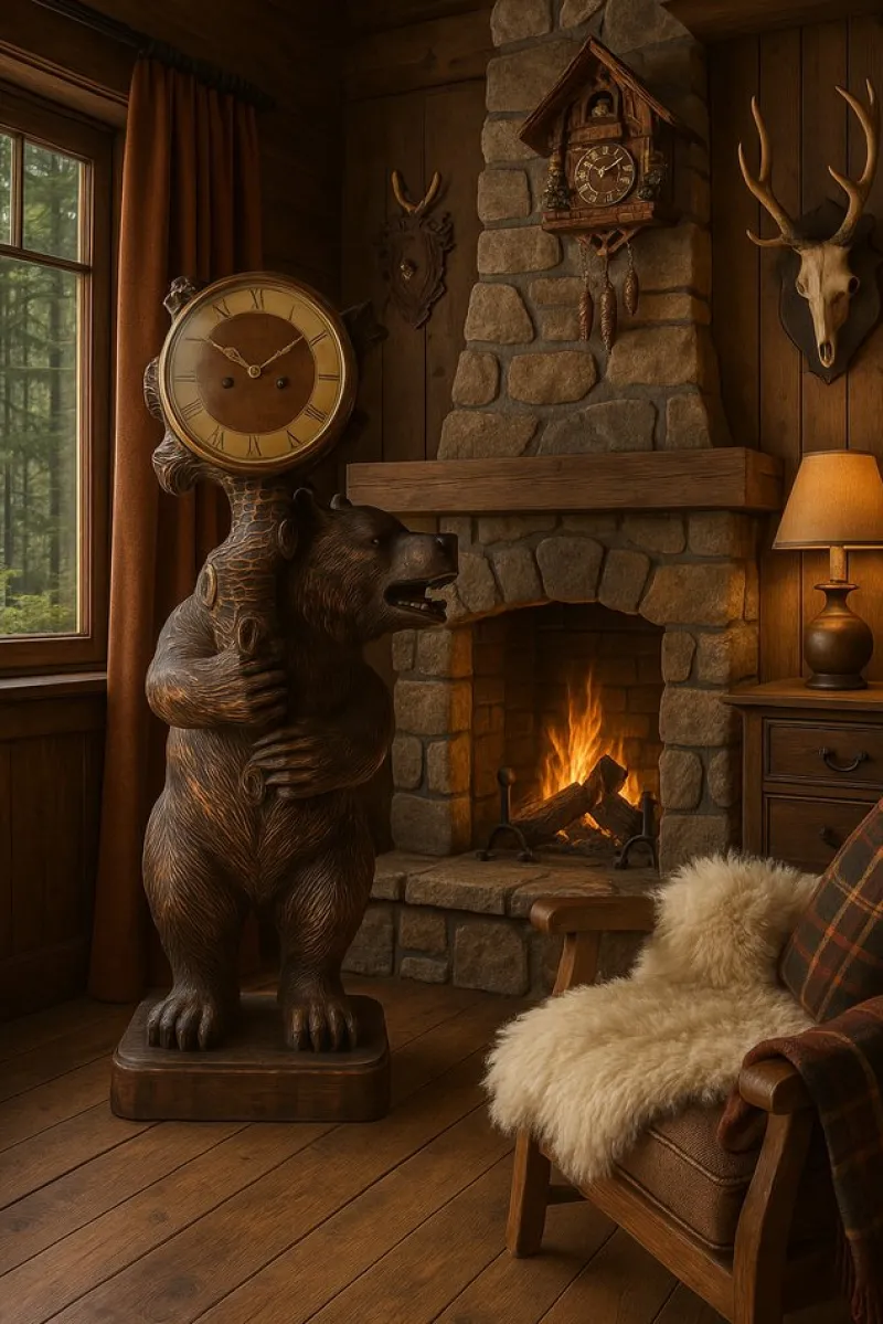 Pamono Large Black Forest Bear Clock, 1955> Clocks