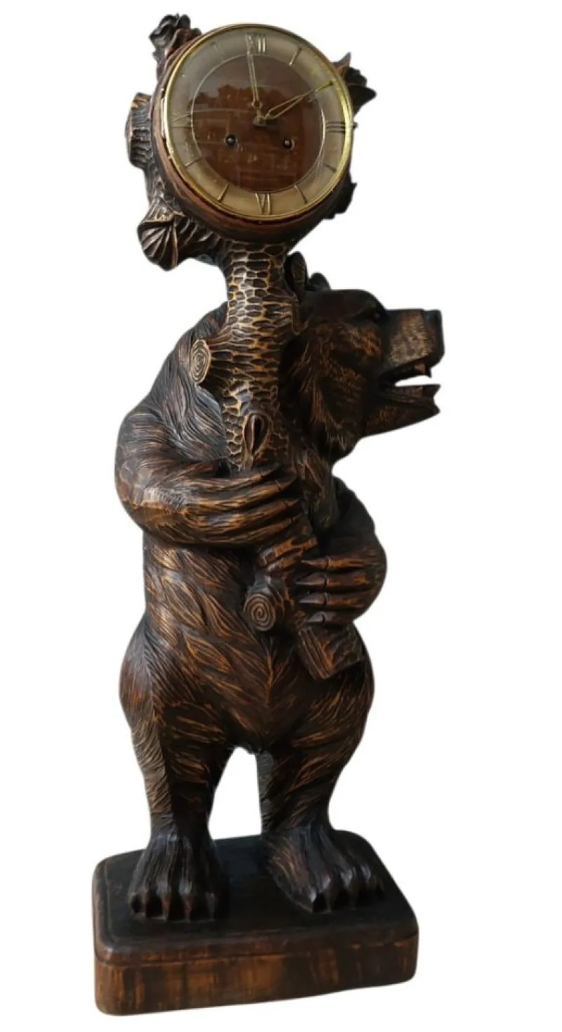 Pamono Large Black Forest Bear Clock, 1955> Clocks