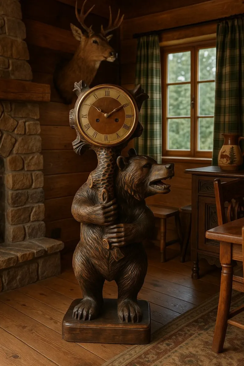 Pamono Large Black Forest Bear Clock, 1955> Clocks