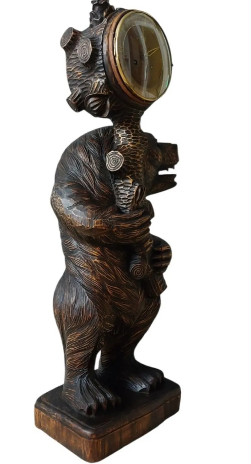 Pamono Large Black Forest Bear Clock, 1955> Clocks