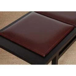 Pamono Large Black Wood and Leather Bench, 20th Century Work> Benches