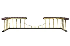 Pamono Large Brass and Leather Fireplace Club Fender, 2000><noscript><img width=