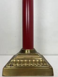 Pamono Large Brass and Red Lacqued Corinthian Column Table Lamp, 1970s><noscript><img width=