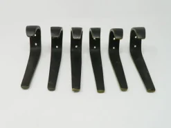 Pamono Large Brass Coat Hooks by Franz Hagenauer for Hagenauer Wien, 1950s, Set of 6> Racks, Hooks & Valets
