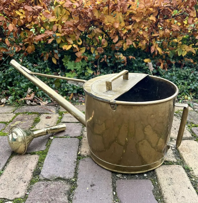 Pamono Large Brass Garden Watering Can, 1930s> Garden Accessories