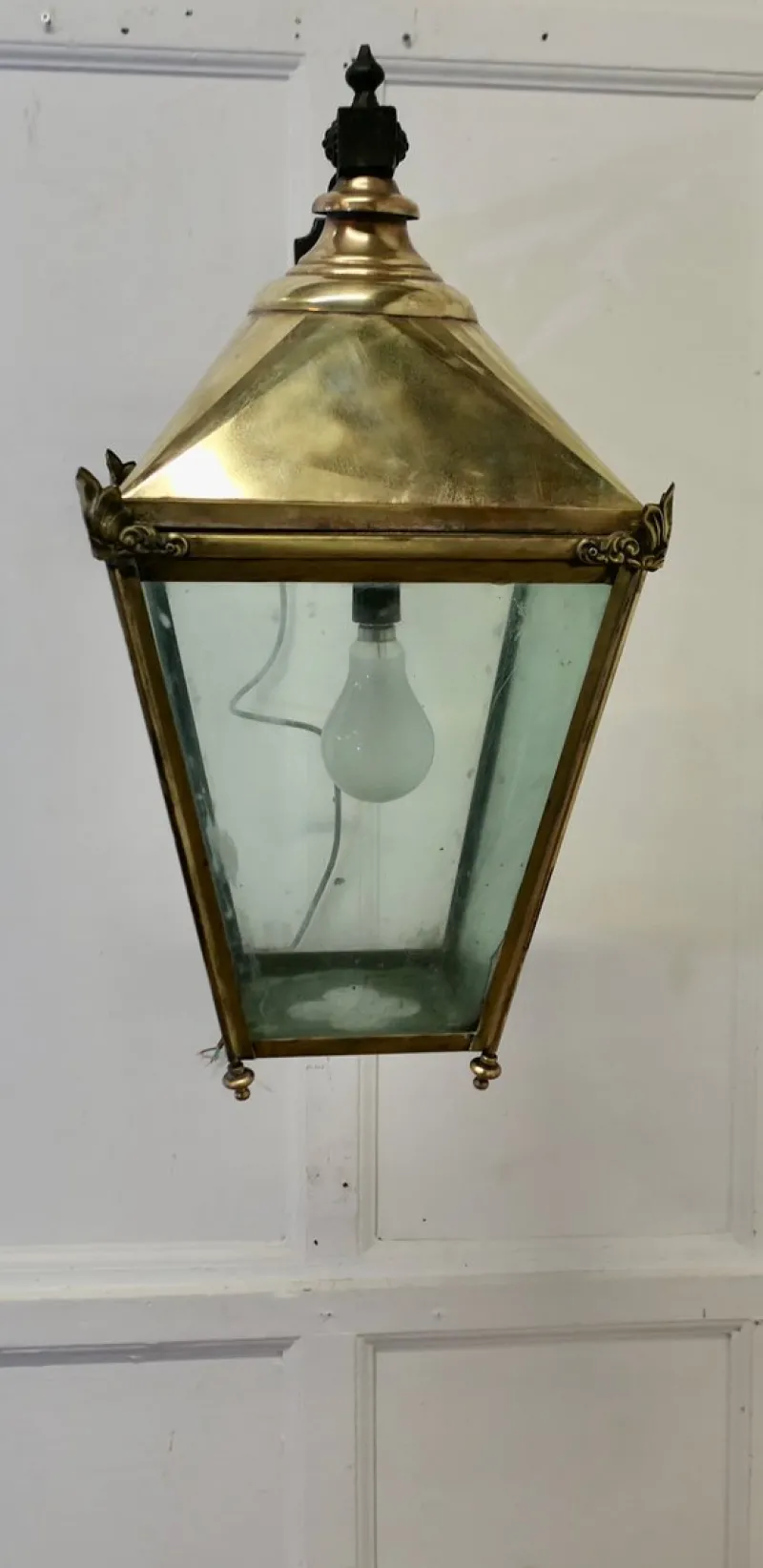 New Pamono Large Brass Wall Hung Lantern, 1950s
