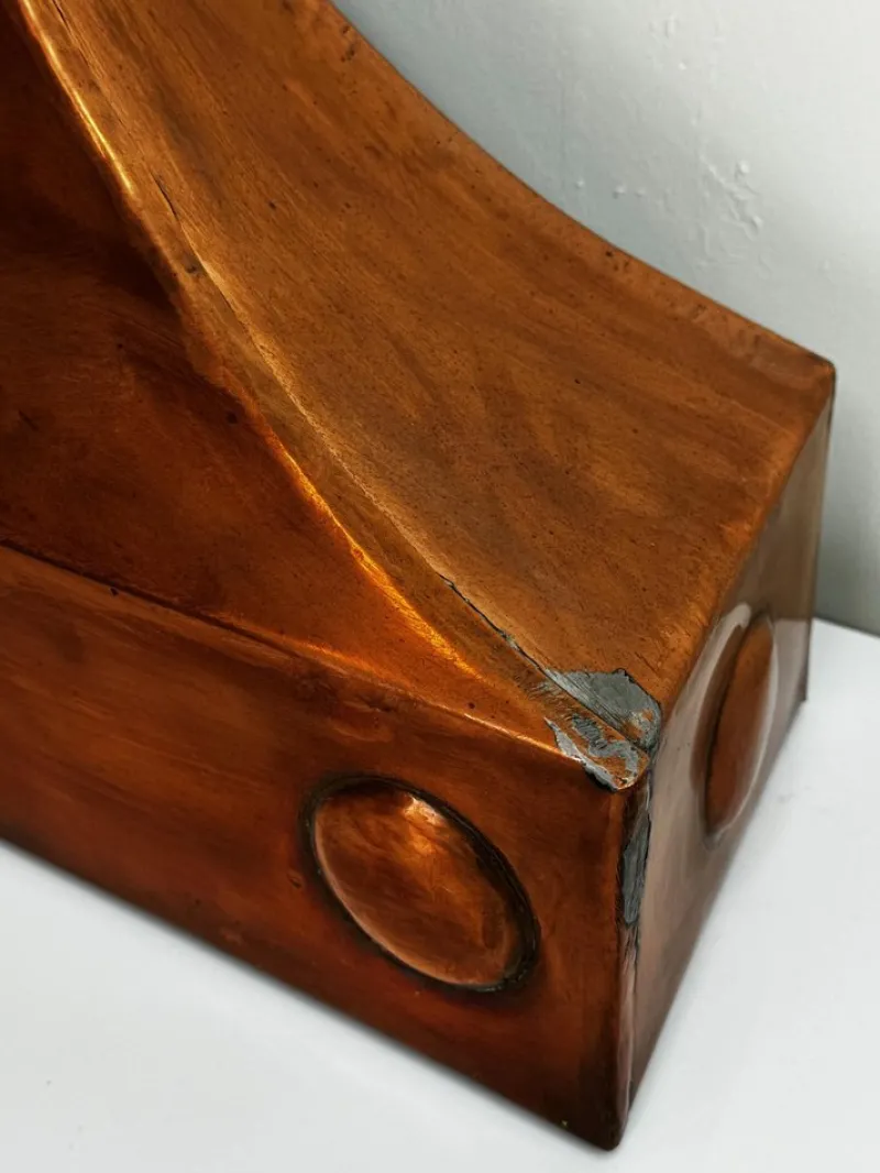Pamono Large British Georgian Style Curved Copper Fireplace Hood with Wall Hanging Mount, 1970s> Fireplaces And Mantels