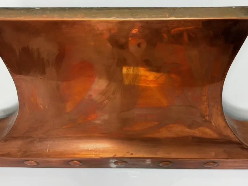 Pamono Large British Georgian Style Curved Copper Fireplace Hood with Wall Hanging Mount, 1970s> Fireplaces And Mantels