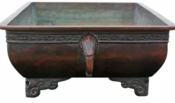 Pamono Large Bronze Suiban Ikebana Garden Plant Pot, 1880s