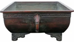 Pamono Large Bronze Suiban Ikebana Garden Plant Pot, 1880s