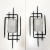 Pamono Large Brutalist Wrought Iron and Glass Sculptural Wall Lamps from Honsel-Leuchten, West Germany 1960s, Set of 2> Wall Lights & Sconces