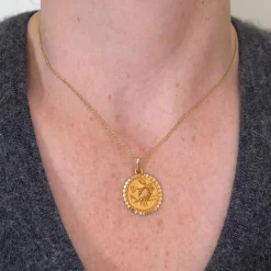 Sale Pamono Large Cancer Zodiac Starsign 18k Yellow Gold Charm Pendant, 1920s