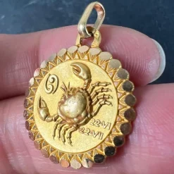 Sale Pamono Large Cancer Zodiac Starsign 18k Yellow Gold Charm Pendant, 1920s
