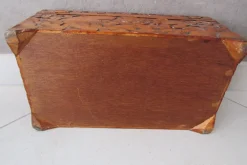 Pamono Large Carved Wooden Box with Floral and Bird Decor, 1930s><noscript><img width=
