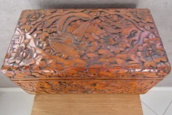 Pamono Large Carved Wooden Box with Floral and Bird Decor, 1930s><noscript><img width=