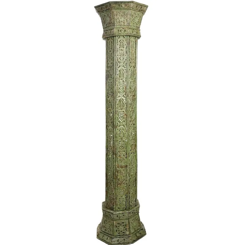 Pamono Large Carved Wooden Columns, Set of 4> Pedestals And Columns