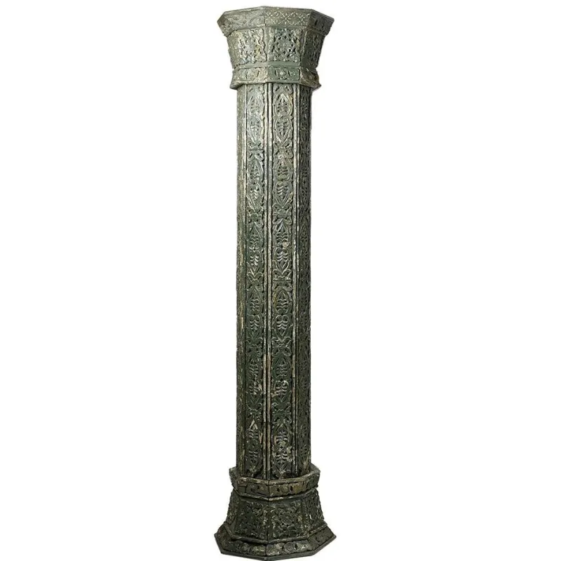 Pamono Large Carved Wooden Columns, Set of 4> Pedestals And Columns