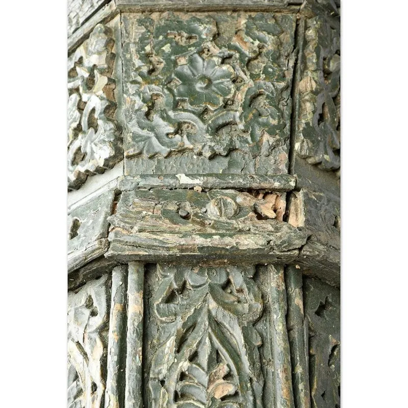 Pamono Large Carved Wooden Columns, Set of 4> Pedestals And Columns