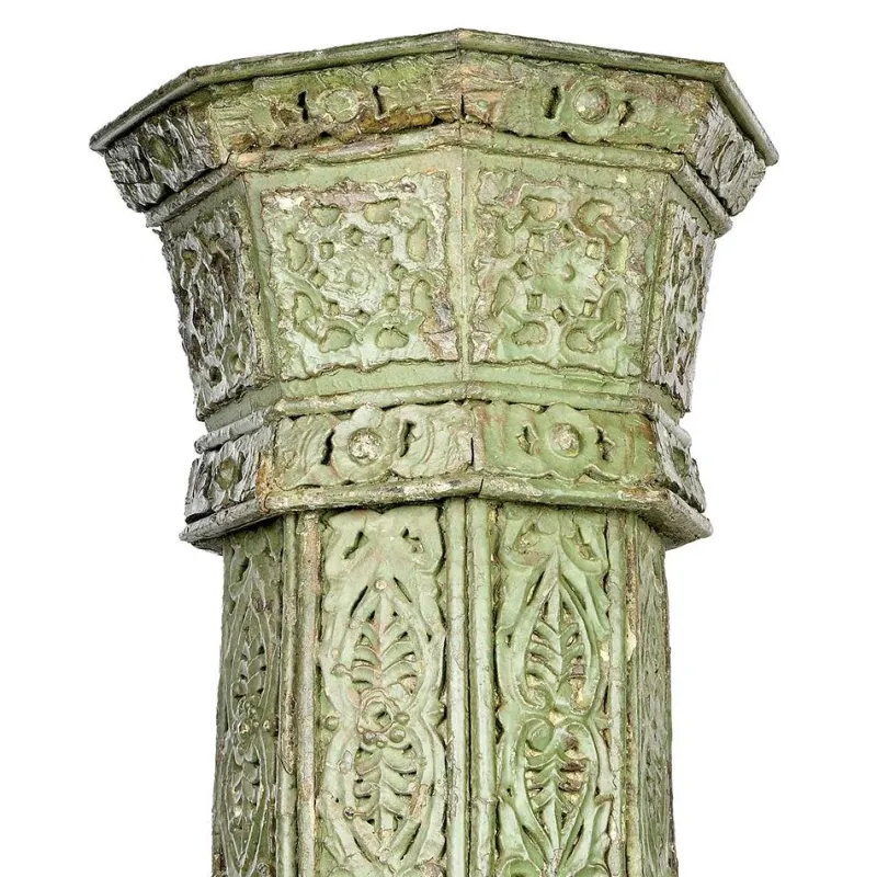 Pamono Large Carved Wooden Columns, Set of 4> Pedestals And Columns