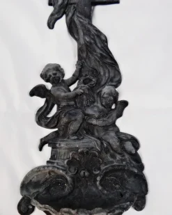 Online Pamono Large Cast Iron Holy Water Font with Cherubs and Crucifixes, 19th Century