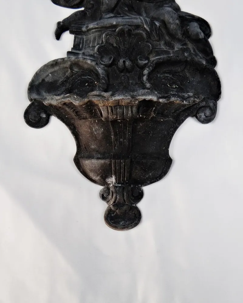 Online Pamono Large Cast Iron Holy Water Font with Cherubs and Crucifixes, 19th Century