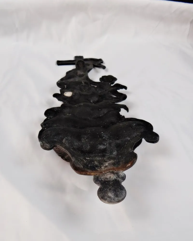 Online Pamono Large Cast Iron Holy Water Font with Cherubs and Crucifixes, 19th Century