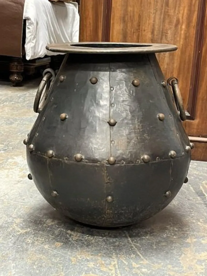 Pamono Large Cauldron Shaped Metal Planter> Garden Accessories