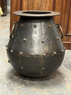 Pamono Large Cauldron Shaped Metal Planter><noscript><img width=