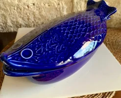 Pamono Large Ceramic Blue Fish from Environmental Ceramics, Inc., San Francisco, 1966><noscript><img width=