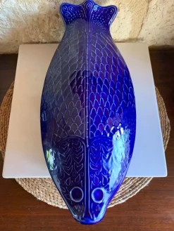 Pamono Large Ceramic Blue Fish from Environmental Ceramics, Inc., San Francisco, 1966><noscript><img width=
