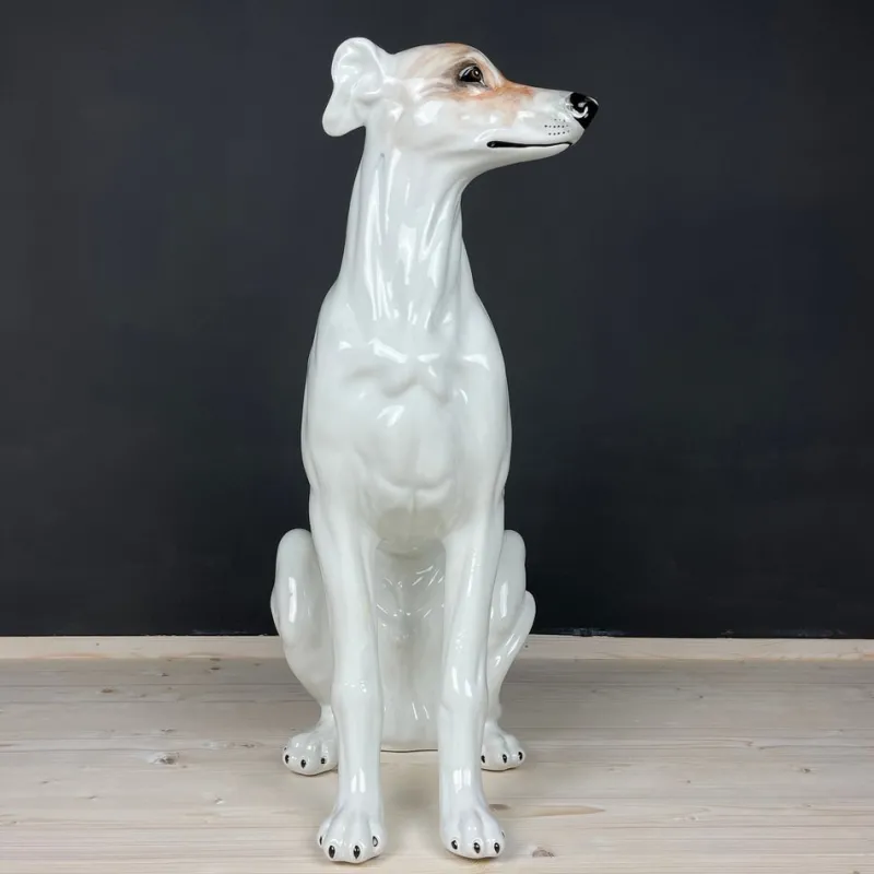 Pamono Large Ceramic Sculpture of Dog from Bassano, 1980s> Mid-Century|Sculpture