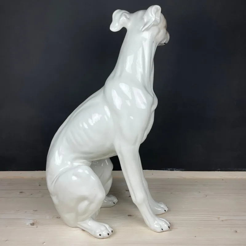 Pamono Large Ceramic Sculpture of Dog from Bassano, 1980s> Mid-Century|Sculpture
