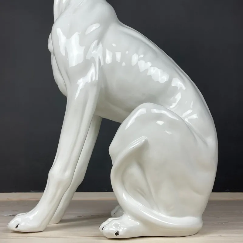 Pamono Large Ceramic Sculpture of Dog from Bassano, 1980s> Mid-Century|Sculpture