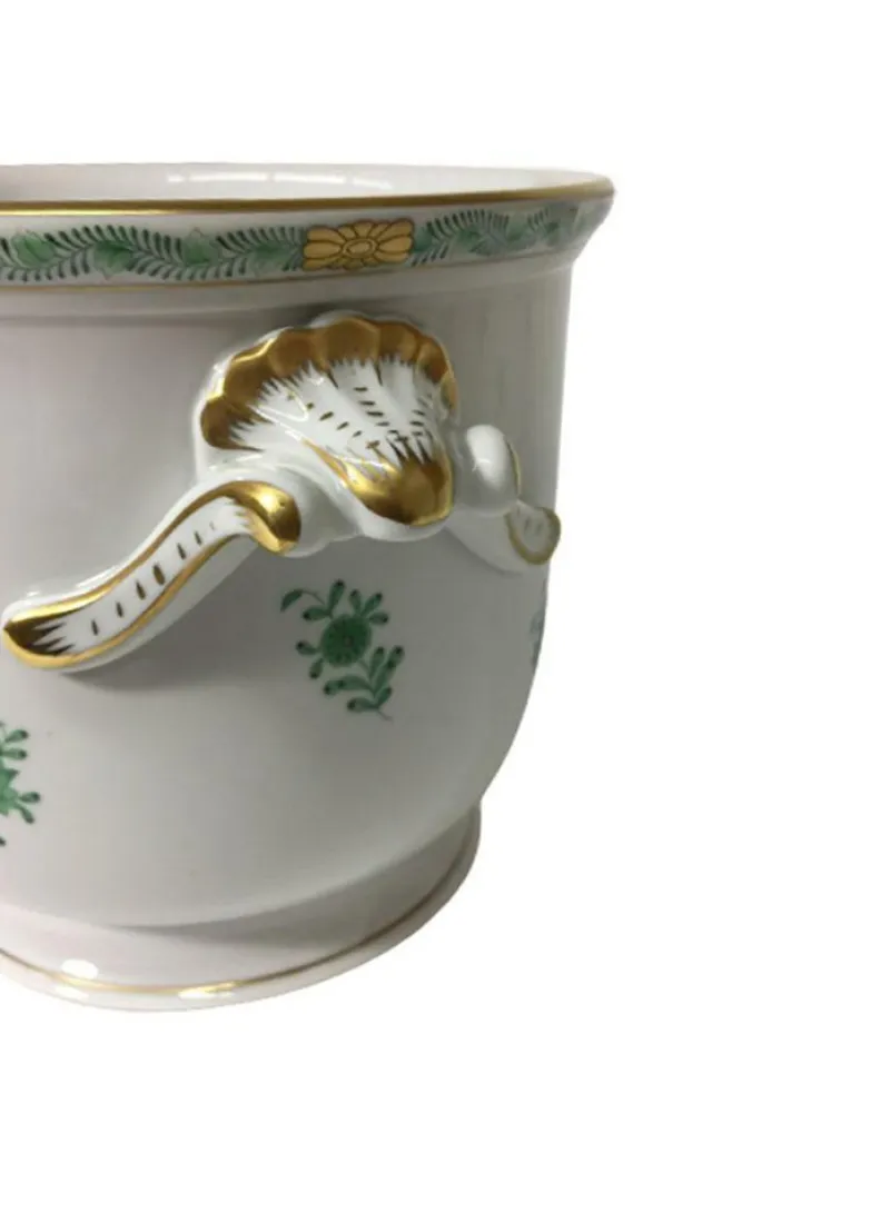 Pamono Large Chinese Bouquet Apponyi Green Porcelain Cache Pots from Herend Hungary, Set of 2> Garden Accessories