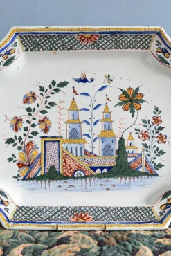 Hot Pamono Large Chinoiserie Dish by Rouen Faience