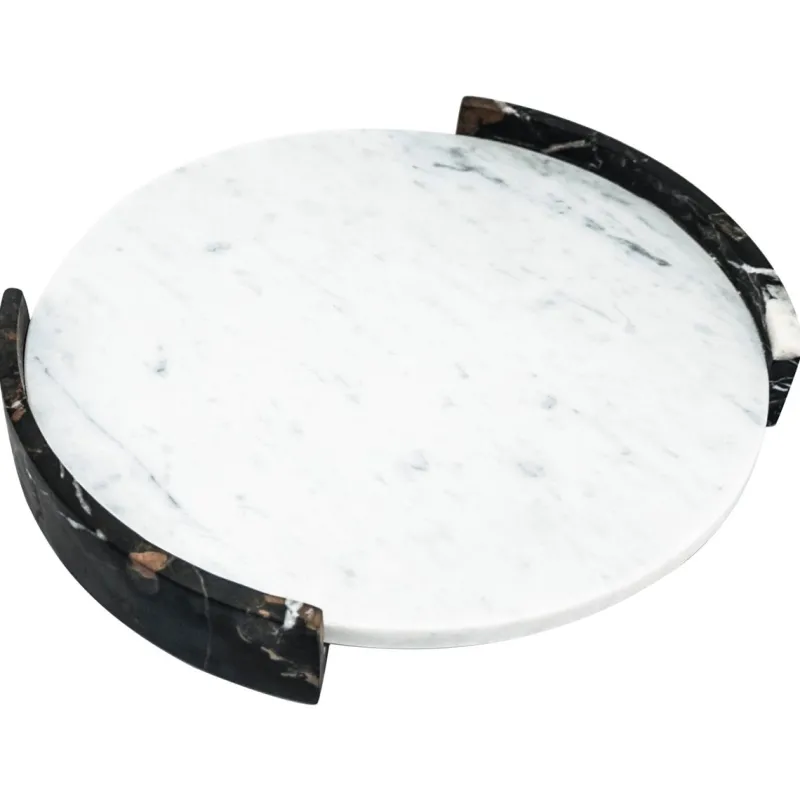 Hot Pamono Large Circular Triptych Tray in White Carrara Marble