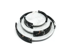 Hot Pamono Large Circular Triptych Tray in White Carrara Marble