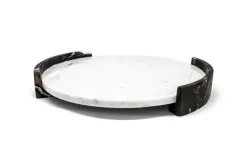 Hot Pamono Large Circular Triptych Tray in White Carrara Marble
