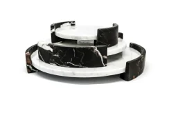 Hot Pamono Large Circular Triptych Tray in White Carrara Marble
