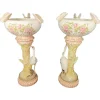Pamono Large Columns with Heron and Papillons Flower Pots by Delphin Massier, Set of 2> Planters And Jardiniere
