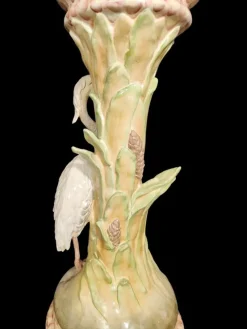Pamono Large Columns with Heron and Papillons Flower Pots by Delphin Massier, Set of 2><noscript><img width=