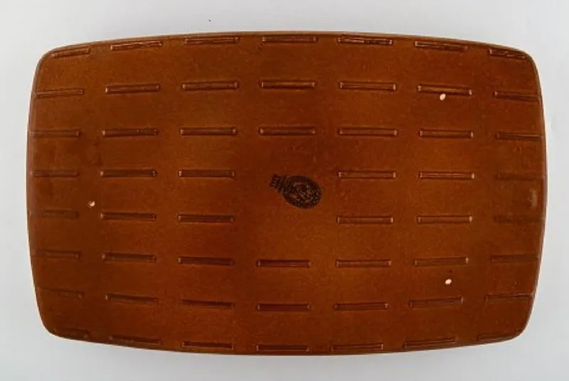 Pamono Large Coq Oven Proof Tray in Glazed Stoneware by Stig Lindberg for Gustavsberg, 1960s> Trays