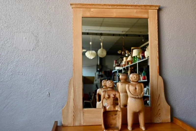 Outlet Pamono Large Country Mirror with Wooden Frame
