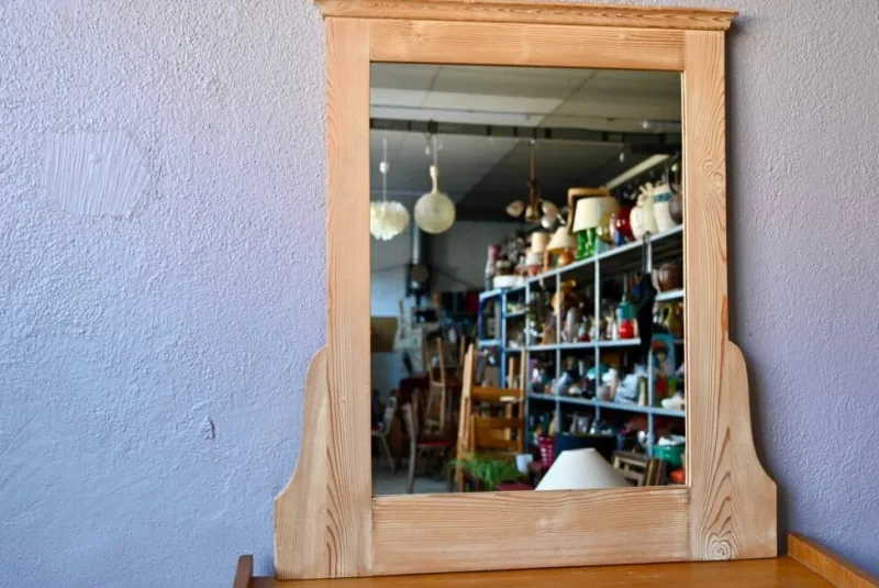 Outlet Pamono Large Country Mirror with Wooden Frame